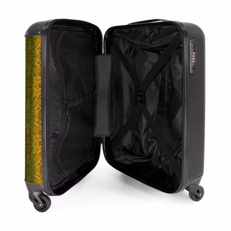 Geel groen slangenhuid met symmetrische schubstructuur NBS - Handbagage koffer - Volwassenen Unisex middel -binnenkant