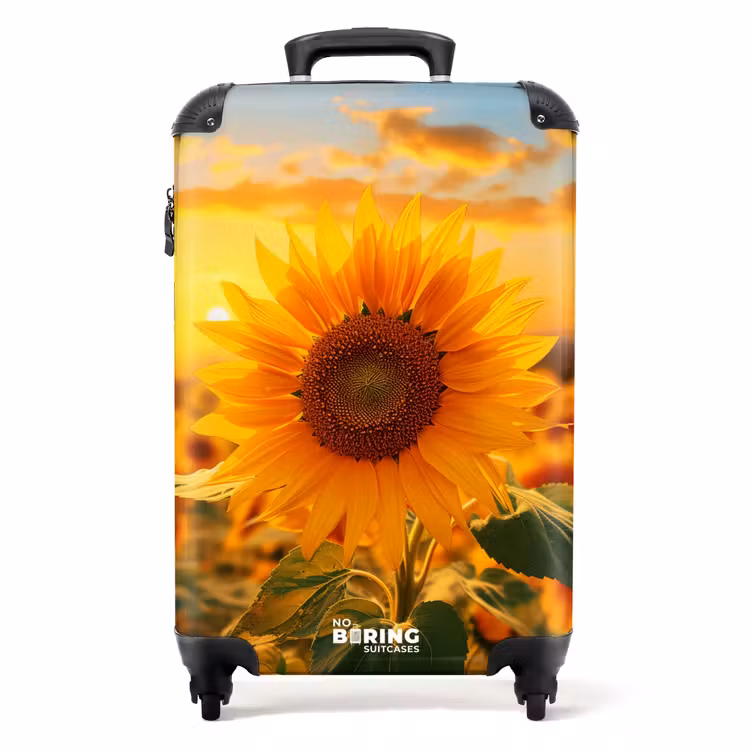 Gele zonnebloem bij zonsondergang NBS - Handbagage koffer - Unisex middel -productfoto_recht