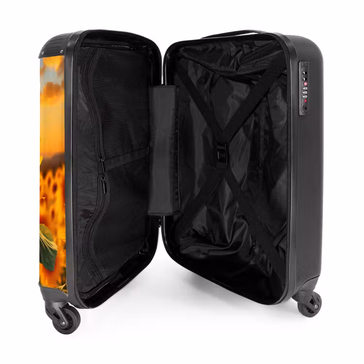 Gele zonnebloem bij zonsondergang NBS - Handbagage koffer - Unisex middel -binnenkant