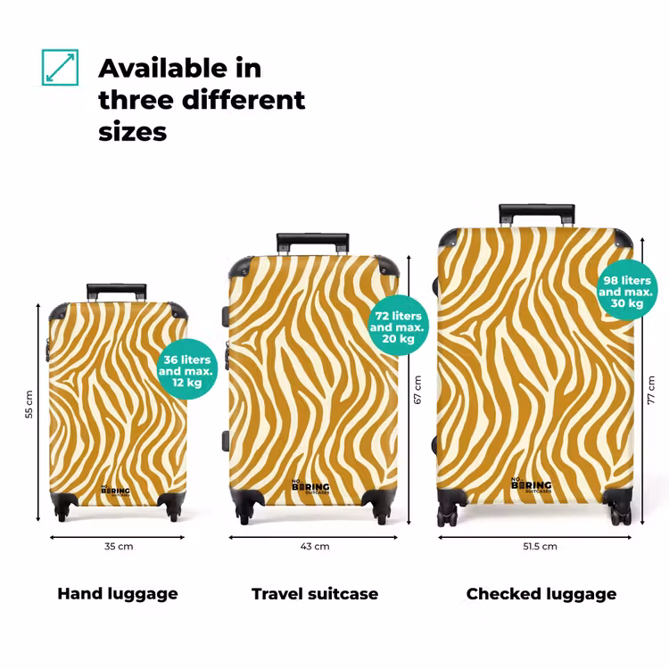 Zebra - Klassiek - Oker - Geel NBS - Handbagage koffer - Volwassenen Unisex middel zzzzzzVergelijking_3EN