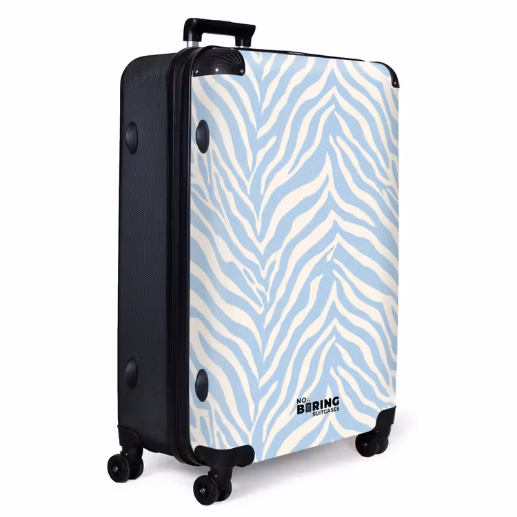 Zebra - Motief - Blauw - Wit NBS - Handbagage koffer - Volwassenen Unisex middel -productfoto_3d