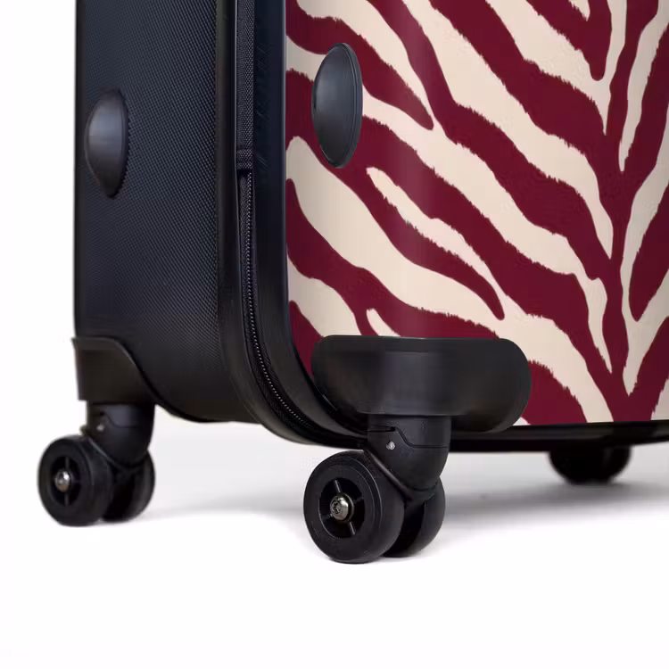 Zebra - Motief - Bordeaux - Rood NBS - Handbagage koffer - Volwassenen Unisex middel -achterkant
