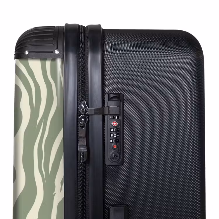 Zebra - Motief - Groen NBS - Handbagage koffer - Volwassenen Unisex middel -binnenkant