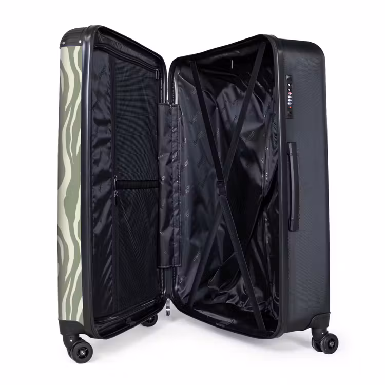 Zebra - Motief - Groen NBS - Handbagage koffer - Volwassenen Unisex middel -wiel