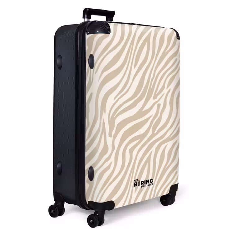 Zebra - Patroon - Beige NBS - Handbagage koffer - Volwassenen Unisex middel -productfoto_3d