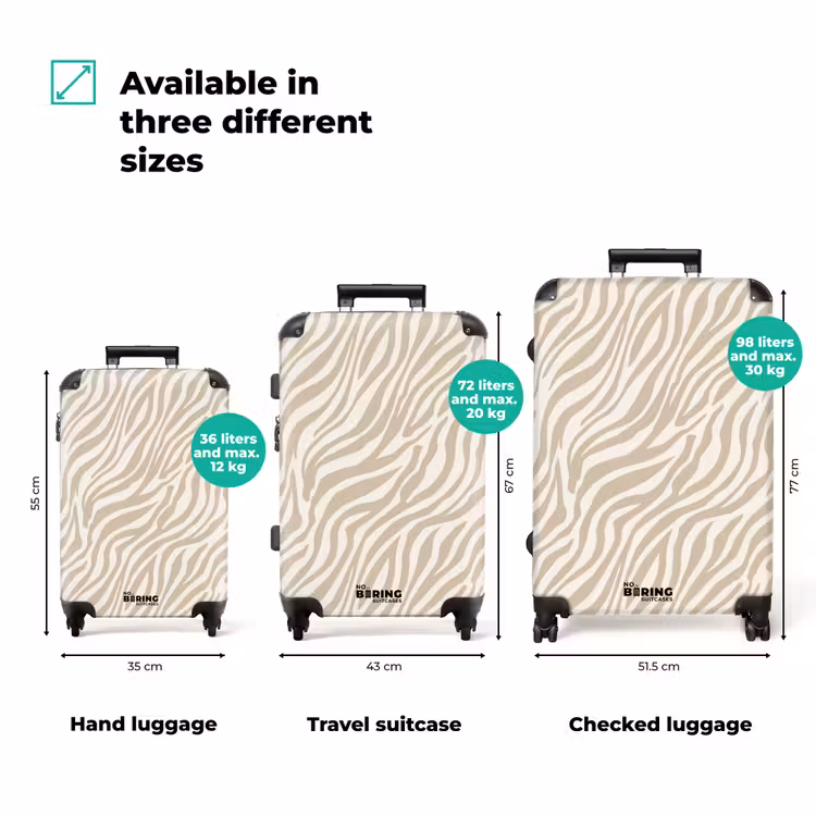 Zebra - Patroon - Beige NBS - Handbagage koffer - Volwassenen Unisex middel zzzzzzVergelijking_3EN