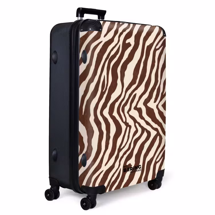 Zebra - Patroon - Zwart - Wit NBS - Handbagage koffer - Volwassenen Unisex middel -productfoto_3d