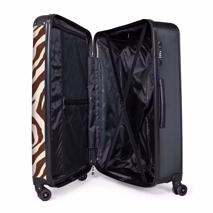 Zebra - Patroon - Zwart - Wit NBS - Handbagage koffer - Volwassenen Unisex middel -wiel