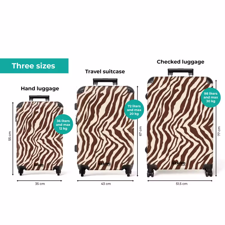 Zebra - Patroon - Zwart - Wit NBS - Handbagage koffer - Volwassenen Unisex middel zzzzzzVergelijking_3EN