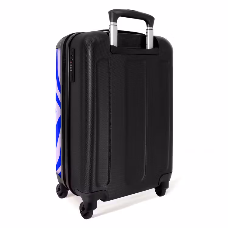 Zebrapatroon blauw en lila NBS - Handbagage koffer - Volwassenen Unisex middel -achterkant