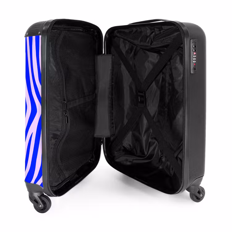 Zebrapatroon blauw en lila NBS - Handbagage koffer - Volwassenen Unisex middel -binnenkant