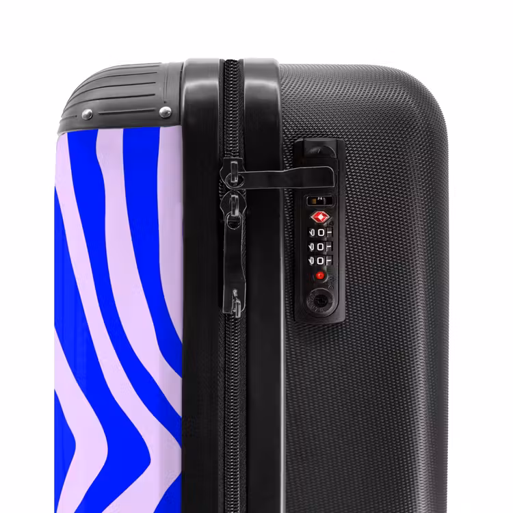 Zebrapatroon blauw en lila NBS - Handbagage koffer - Volwassenen Unisex middel -slot