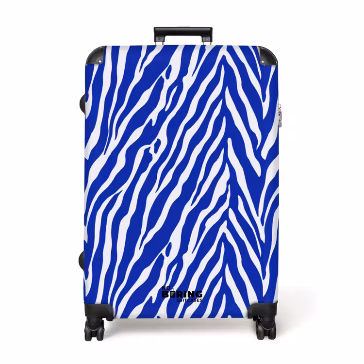 Zebra - Patroon - Kobalt - Blauw NBS - Handbagage koffer - Volwassenen Unisex middel -productfoto_recht