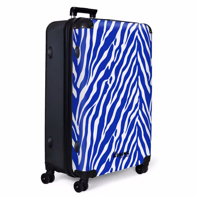 Zebra - Patroon - Kobalt - Blauw NBS - Handbagage koffer - Volwassenen Unisex middel -productfoto_3d