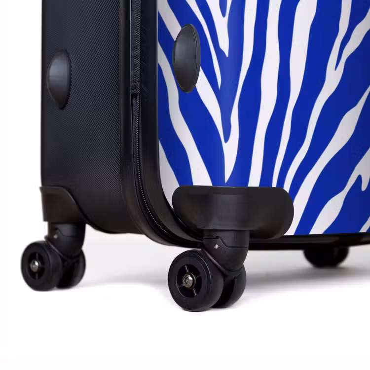 Zebra - Patroon - Kobalt - Blauw NBS - Handbagage koffer - Volwassenen Unisex middel -achterkant