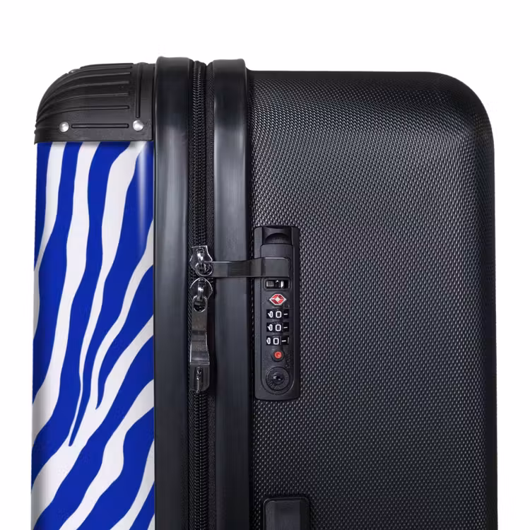 Zebra - Patroon - Kobalt - Blauw NBS - Handbagage koffer - Volwassenen Unisex middel -binnenkant