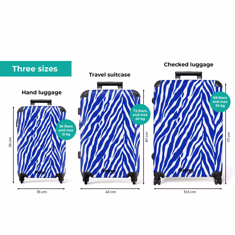 Zebra - Patroon - Kobalt - Blauw NBS - Handbagage koffer - Volwassenen Unisex middel zzzzzzVergelijking_3EN