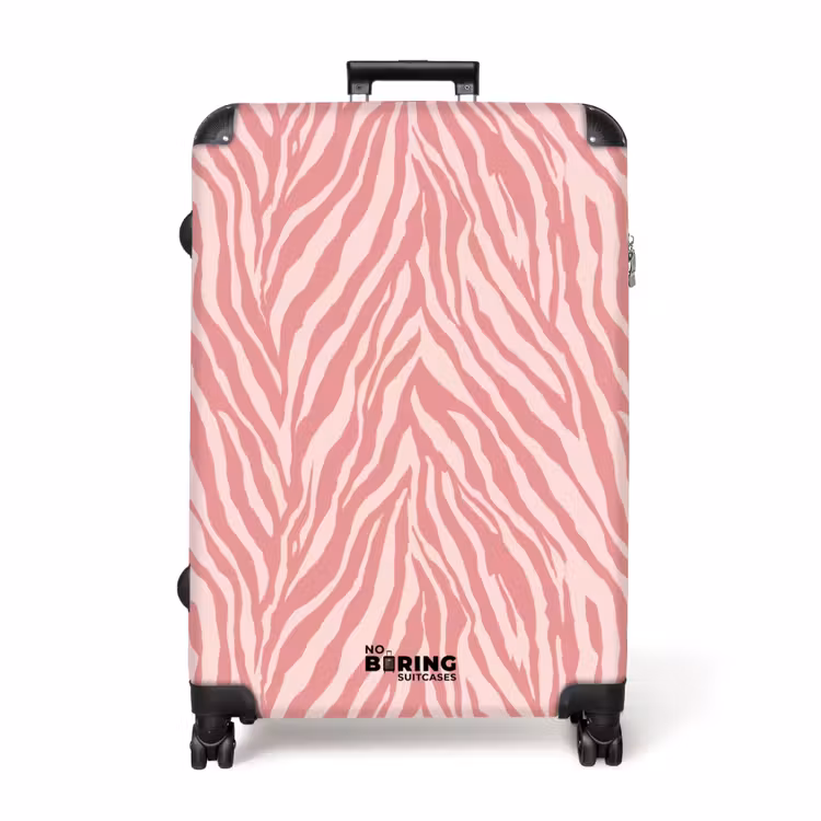 Zebra - Print - Roze NBS - Handbagage koffer - Volwassenen Unisex middel -productfoto_recht