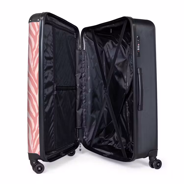 Zebra - Print - Roze NBS - Handbagage koffer - Volwassenen Unisex middel -wiel