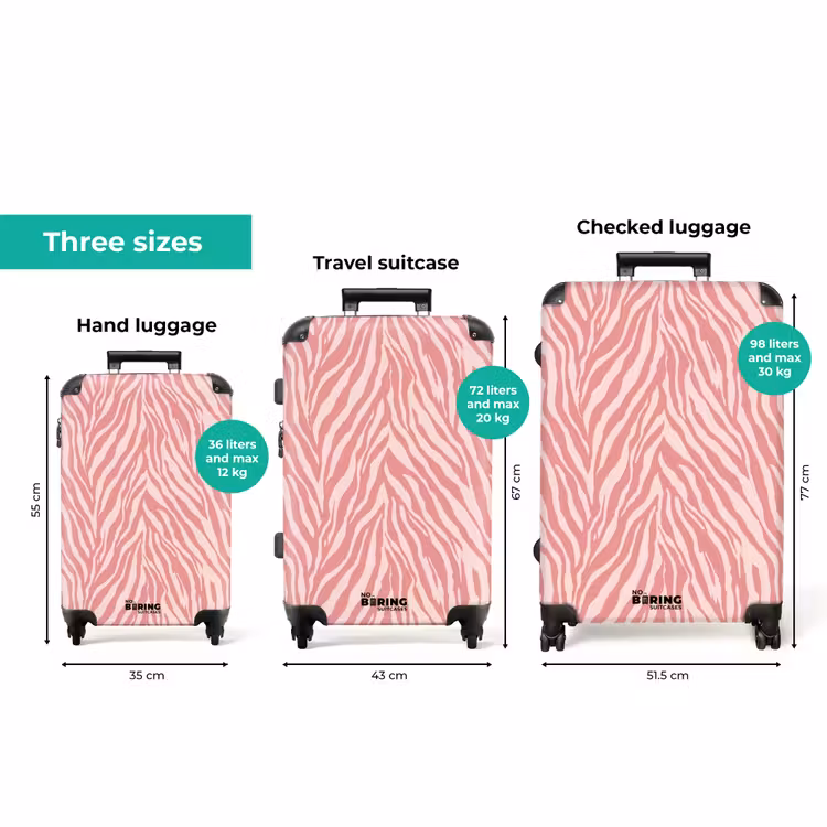 Zebra - Print - Roze NBS - Handbagage koffer - Volwassenen Unisex middel zzzzzzVergelijking_3EN