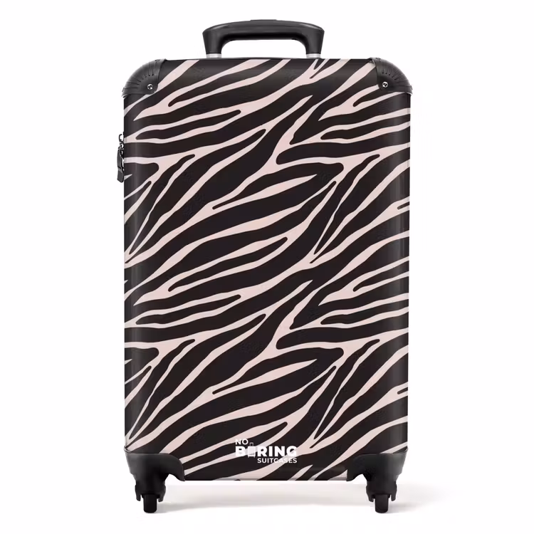 Zebra strepenmotief op zachtroze NBS - Handbagage koffer - Volwassenen Unisex middel -productfoto_recht