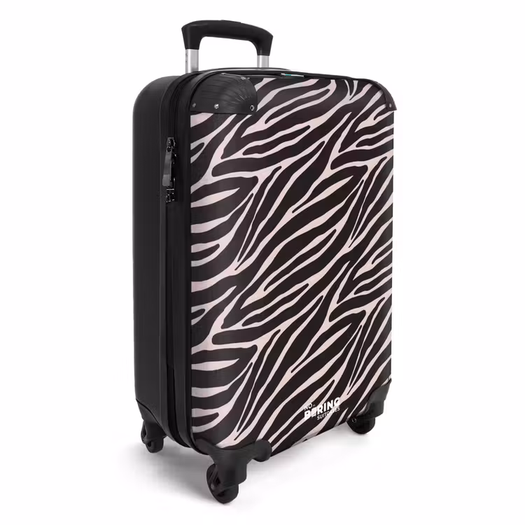 Zebra strepenmotief op zachtroze NBS - Handbagage koffer - Volwassenen Unisex middel -productfoto_3d
