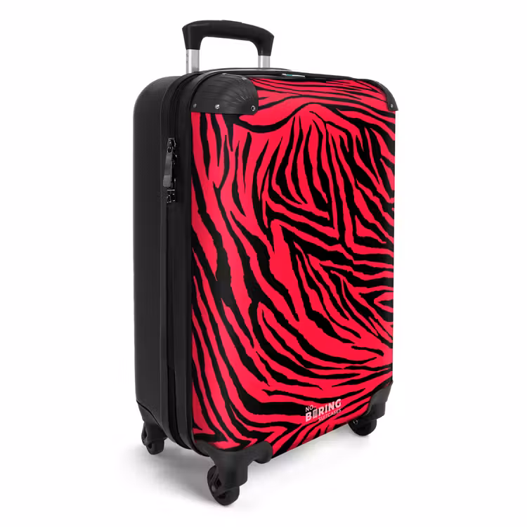 Zebrastrepen in zwart op felroze achtergrond NBS - Handbagage koffer - Volwassenen Unisex middel -productfoto_3d