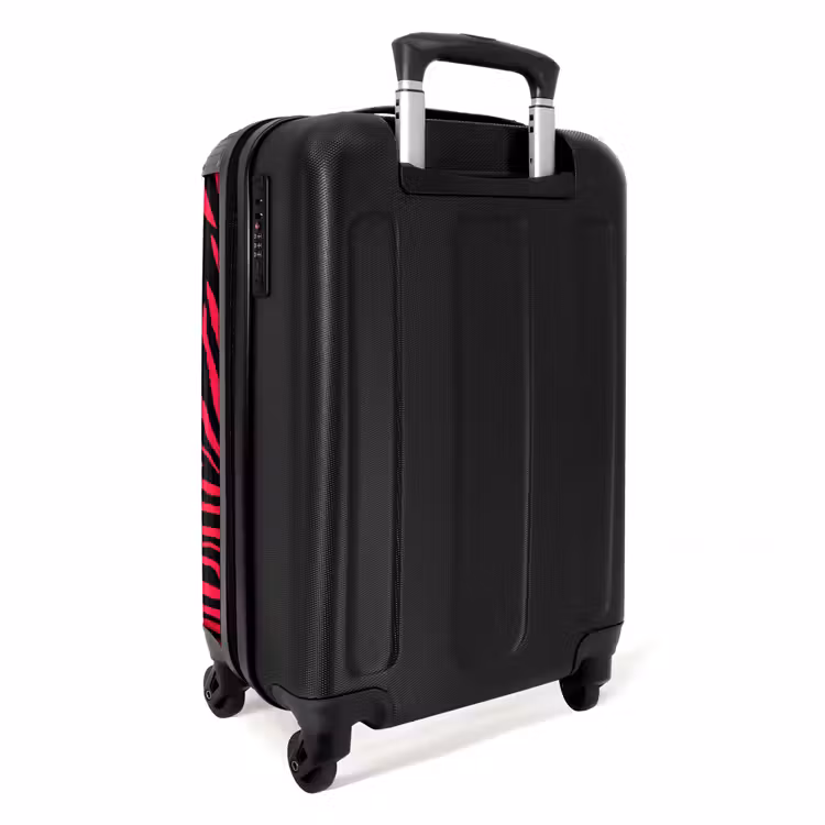 Zebrastrepen in zwart op felroze achtergrond NBS - Handbagage koffer - Volwassenen Unisex middel -achterkant