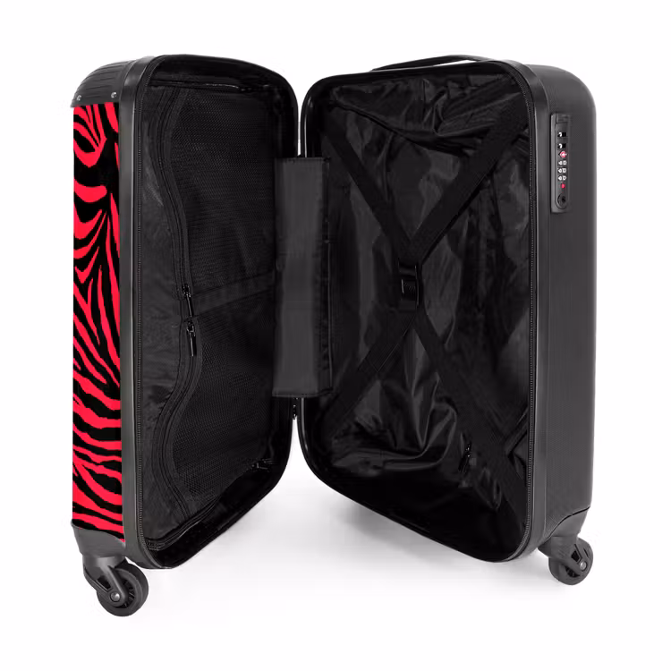Zebrastrepen in zwart op felroze achtergrond NBS - Handbagage koffer - Volwassenen Unisex middel -binnenkant