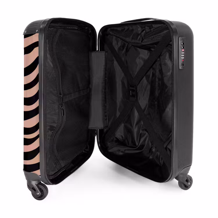 Zebrastrepen op roze NBS - Handbagage koffer - Volwassenen Unisex middel -binnenkant