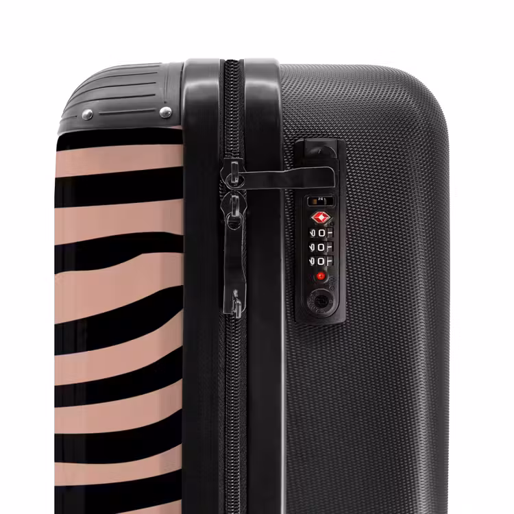 Zebrastrepen op roze NBS - Handbagage koffer - Volwassenen Unisex middel -slot