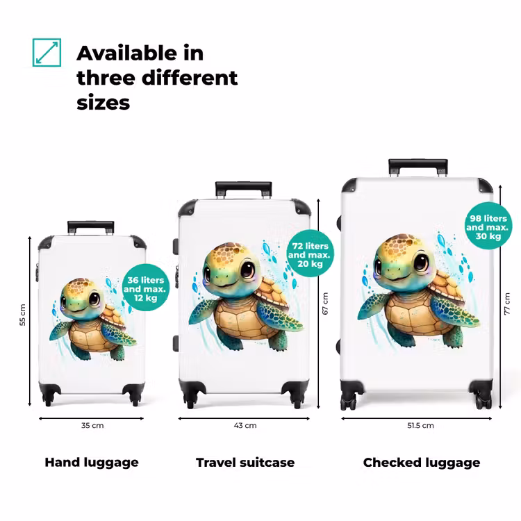 Ziggy zeeschildpad NBS - Handbagage koffer - Unisex middel -binnenkant