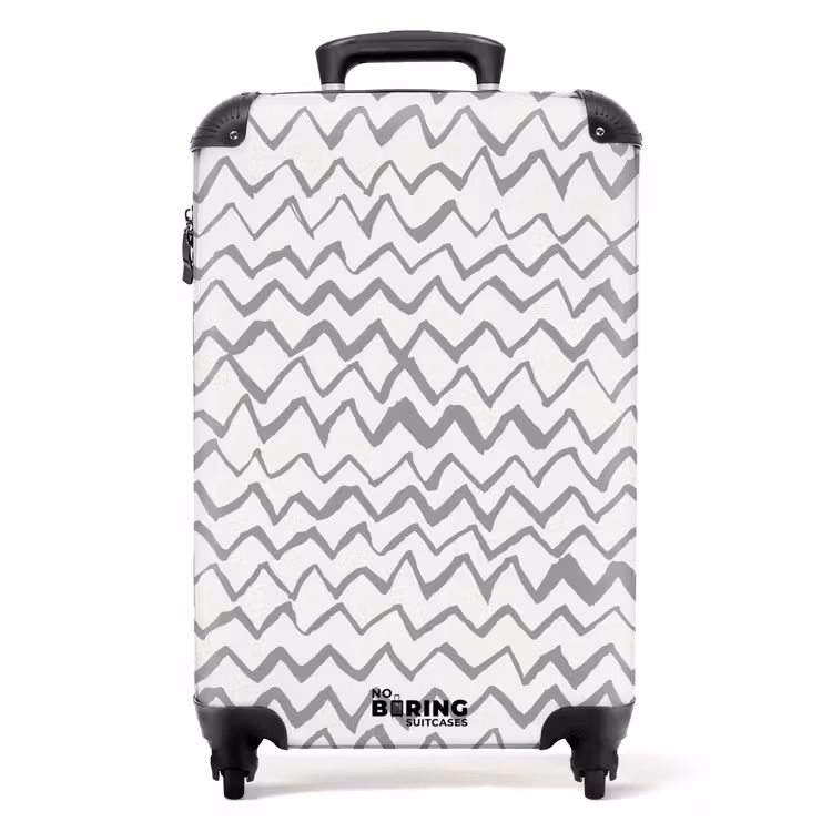 Zigzag penseelstreken in grijs NBS - Handbagage koffer - Volwassenen Unisex middel -productfoto_recht