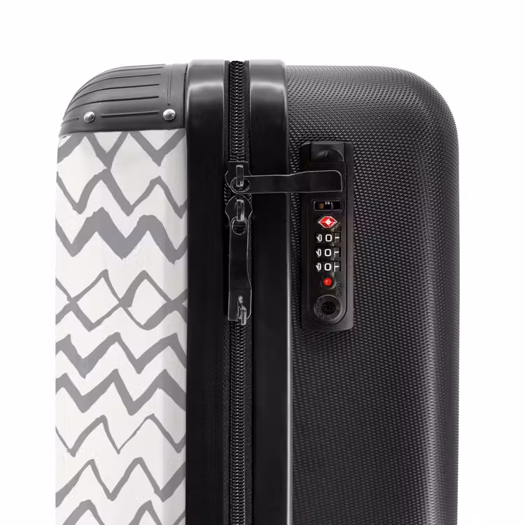 Zigzag penseelstreken in grijs NBS - Handbagage koffer - Volwassenen Unisex middel -slot