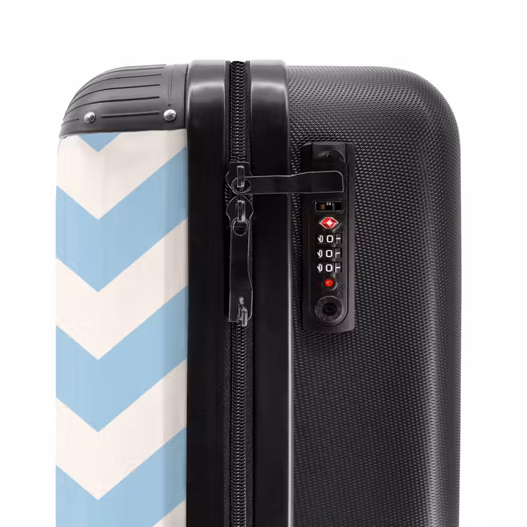 Zigzag patroon in blauw en wit NBS - Handbagage koffer - Unisex middel -slot