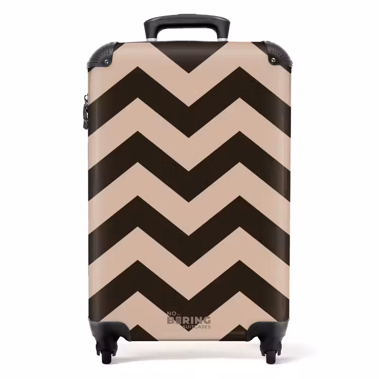 Zigzag patroon in verschillende tinten bruin NBS - Handbagage koffer - Unisex middel -productfoto_recht