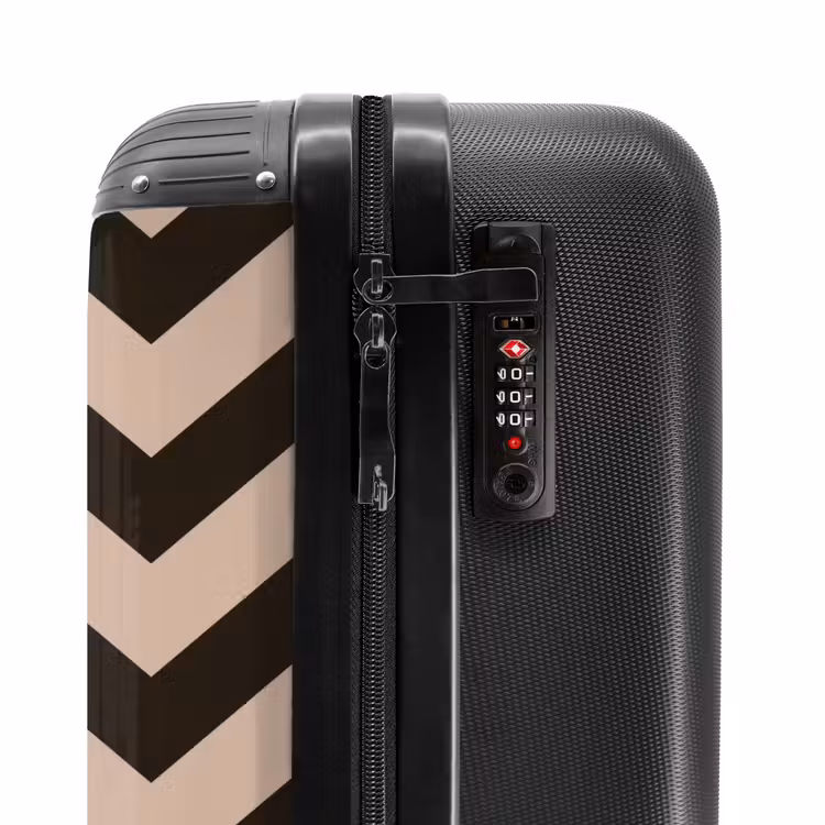 Zigzag patroon in verschillende tinten bruin NBS - Handbagage koffer - Unisex middel -slot