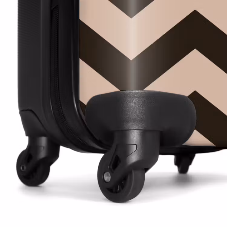 Zigzag patroon in verschillende tinten bruin NBS - Handbagage koffer - Unisex middel -wiel