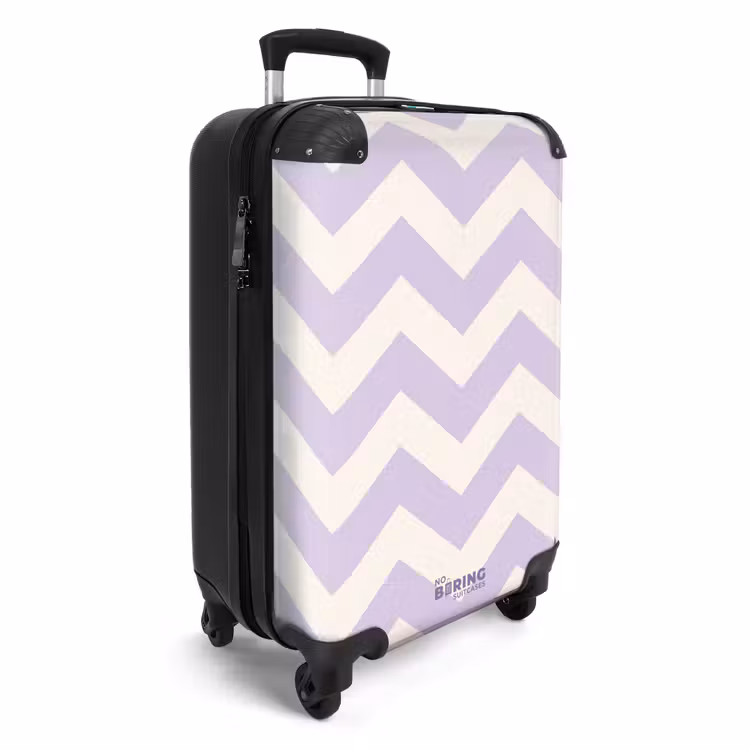 Zigzag patroon in paars en wit NBS - Handbagage koffer - Unisex middel -productfoto_3d