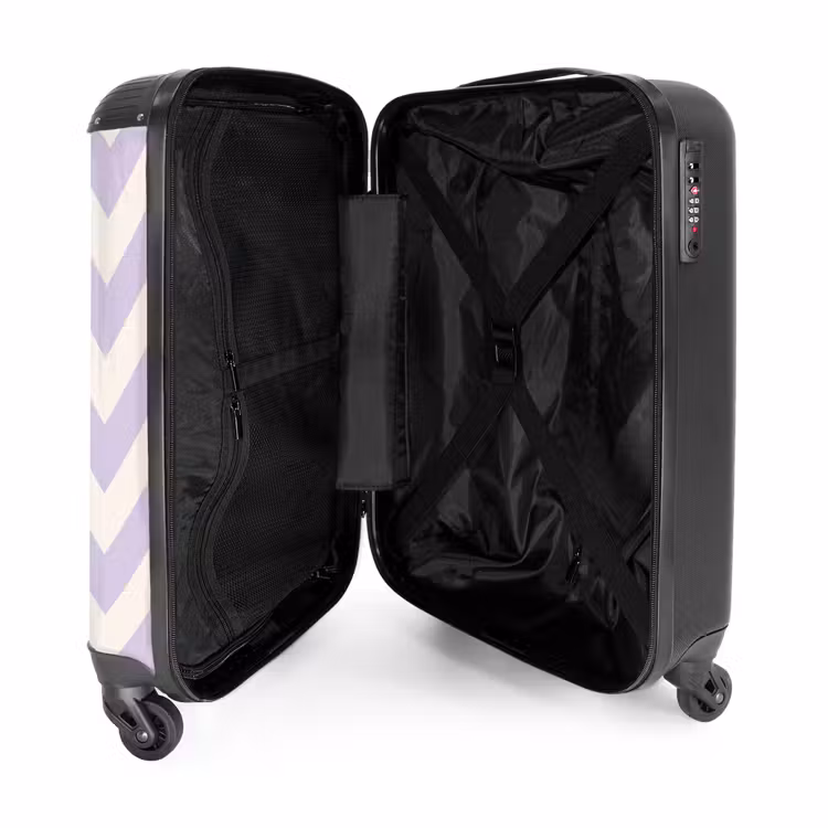 Zigzag patroon in paars en wit NBS - Handbagage koffer - Unisex middel -binnenkant