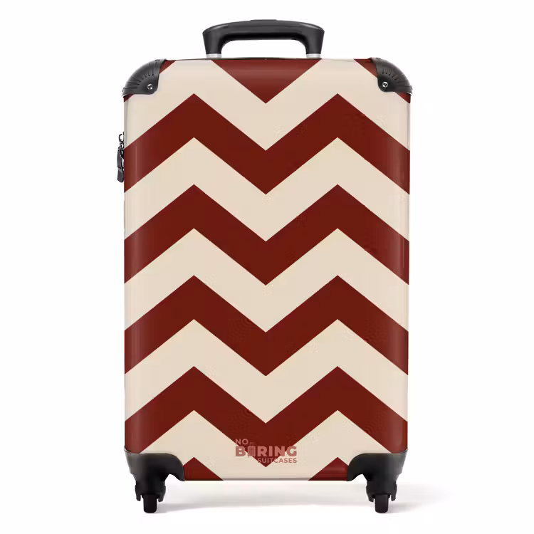 Zigzag patroon in rood en crème NBS - Handbagage koffer - Unisex middel -productfoto_recht