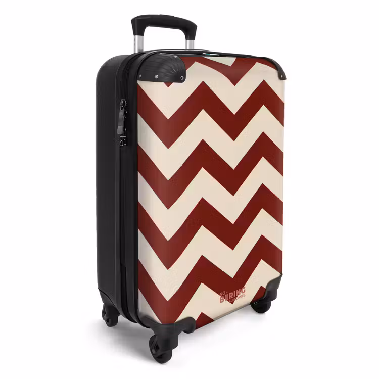 Zigzag patroon in rood en crème NBS - Handbagage koffer - Unisex middel -productfoto_3d