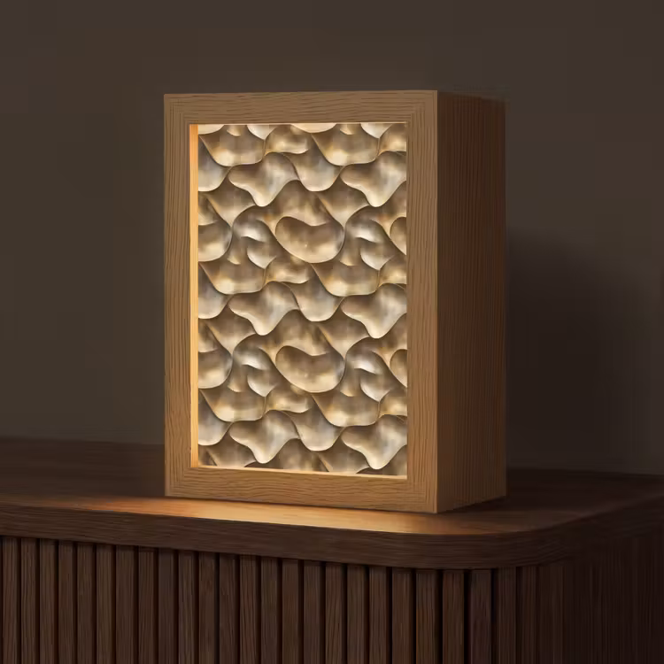 Abstract - Antiek - Goud Light Box met kabel (Tafellamp) klein 925 -z3d_website