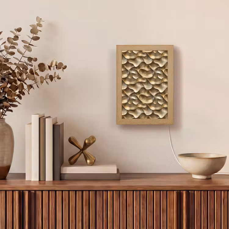 Abstract - Antiek - Goud Light Box met kabel (Tafellamp) klein 925 -sfeer2