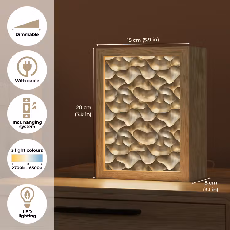 Abstract - Antiek - Goud Light Box met kabel (Tafellamp) klein 925 -USP_EN