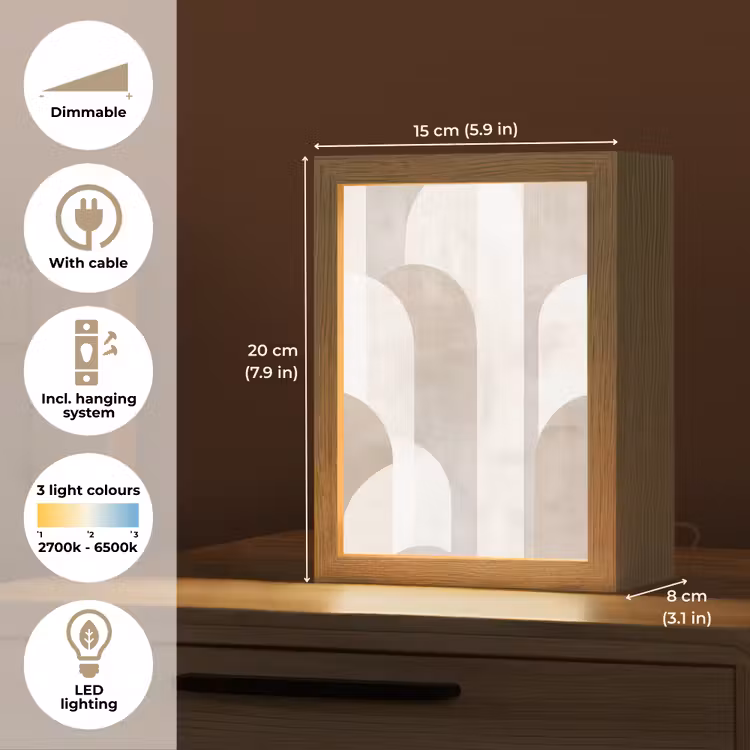 Abstracte bogen - Modern - Beige Light Box met kabel (Tafellamp) klein -USP_EN