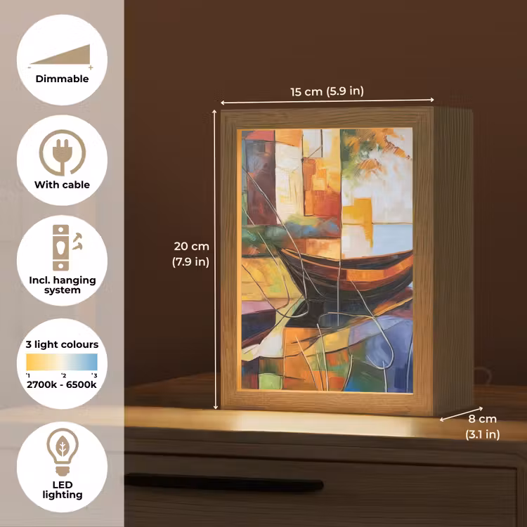 Abstract - Kunst - Boot - Kleuren Light Box met kabel (Tafellamp) klein -USP_EN
