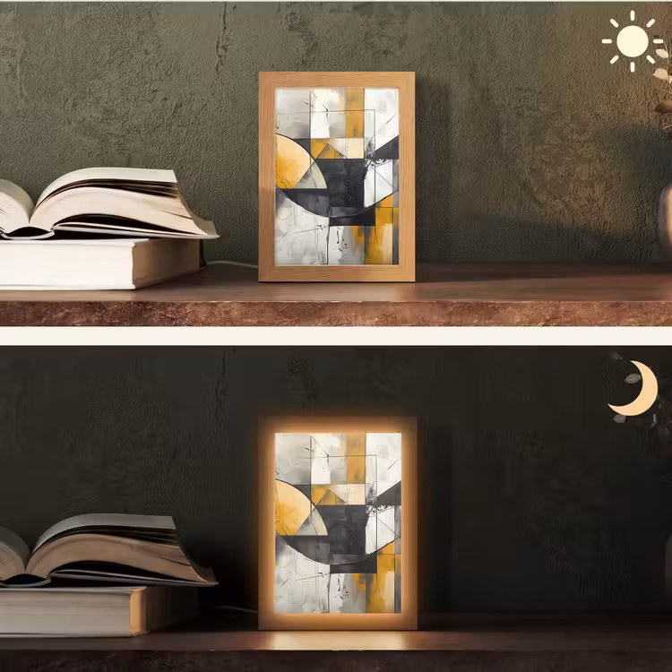 Abstract - Kunst - Geometrisch - Aesthetic Light Box met kabel (Tafellamp) klein -sfeer3