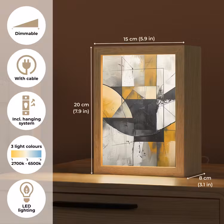 Abstract - Kunst - Geometrisch - Aesthetic Light Box met kabel (Tafellamp) klein -USP_EN