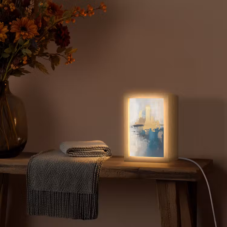 Abstract - Kunst - Goud Light Box met kabel (Tafellamp) klein -sfeer4